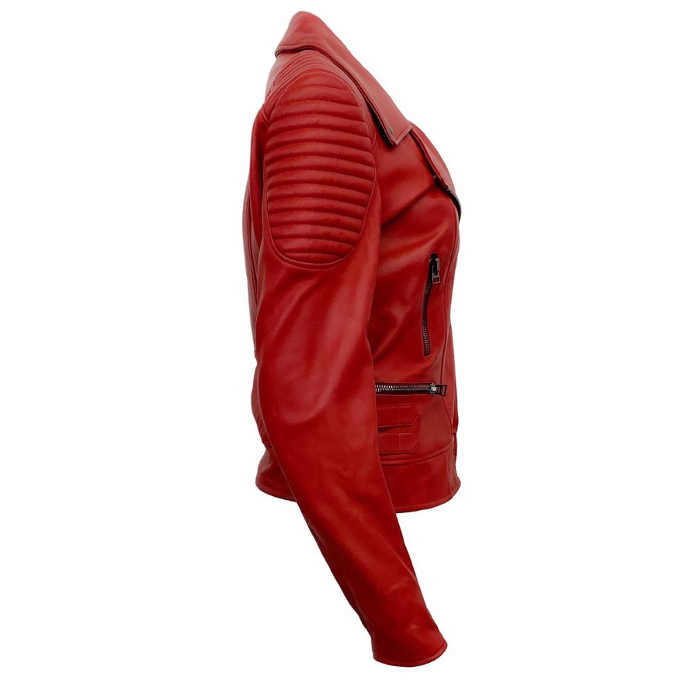 Tom Ford Red Leather Moto Jacket - Picture 2 of 5